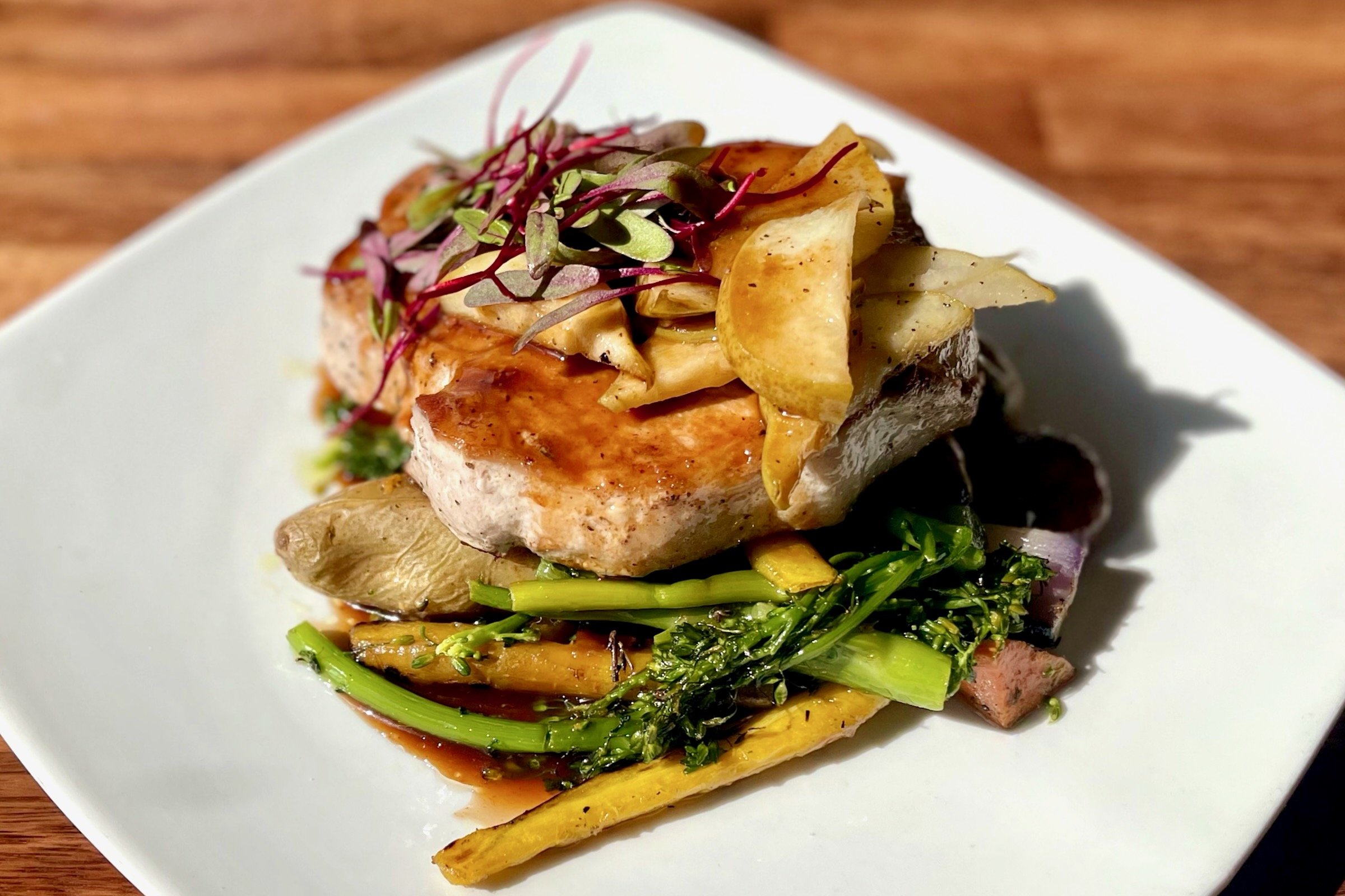The Porterhouse Pork Chop from Mason Jar Kitchen & Bar.