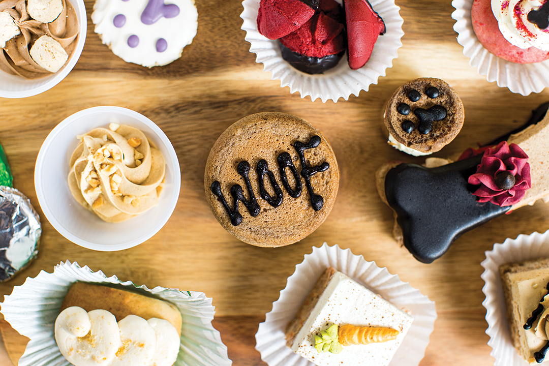 A selection of dog treats from the bakery case.