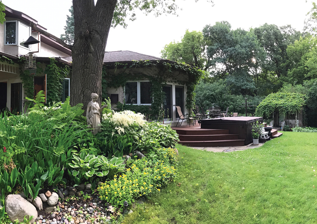JuliAnne Jonker designed shade-loving perennial gardens among the mature trees in her backyard.