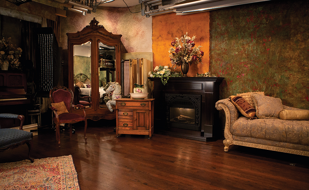 JuliAnne Jonker’s photography studio is filled with different backdrops and photo props.