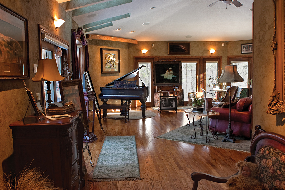 This painting studio/living room/art gallery is part of the addition that the Jonkers added to their home.