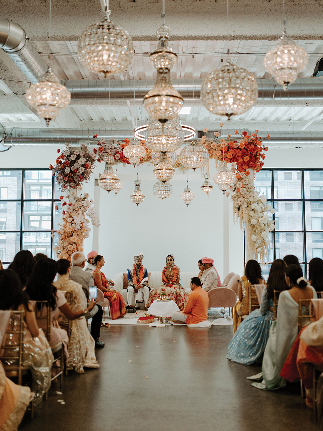 The Jaimala, a traditional Hindu wedding ceremony, at the Mosaic Venue in Minneapolis.