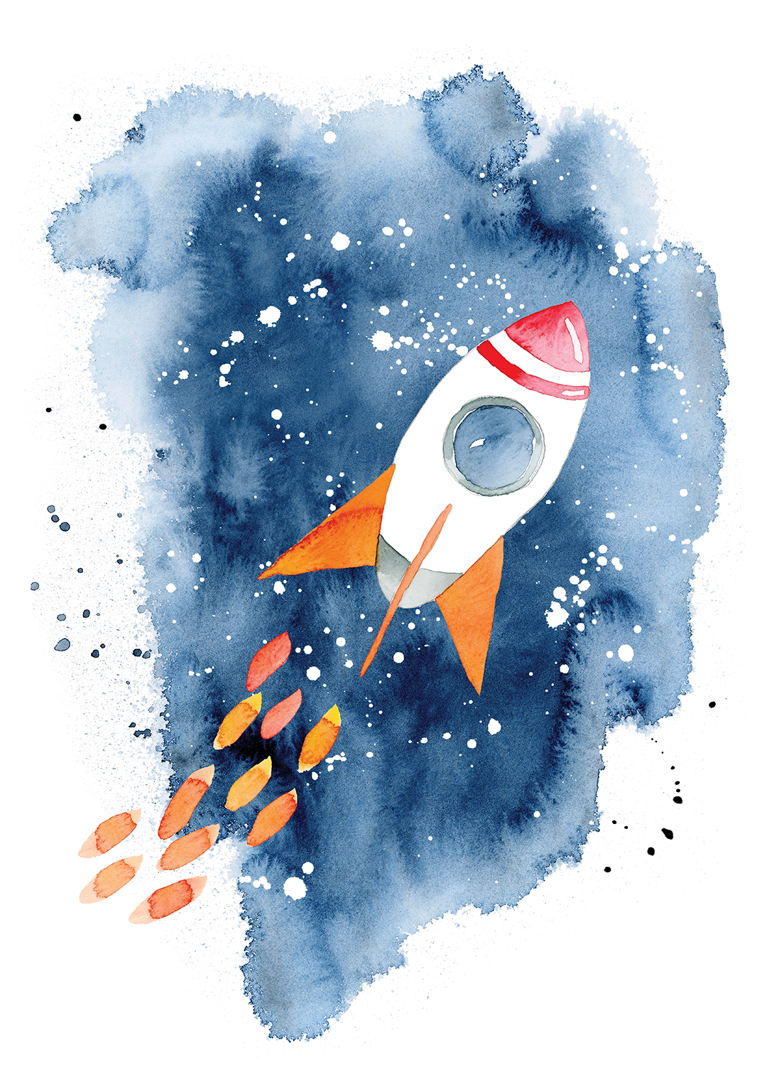 Minted Space Adventure Wall Art® by Katrina Pete for Pottery Barn Kids. Pete enjoys working with watercolor, as well as oil paint.