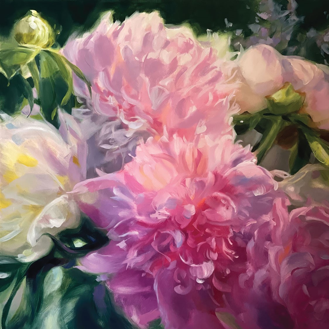 Artist Katrina Pete seeks to capture the feeling of being immersed in a garden through her work, including this piece, Heirloom Peonies