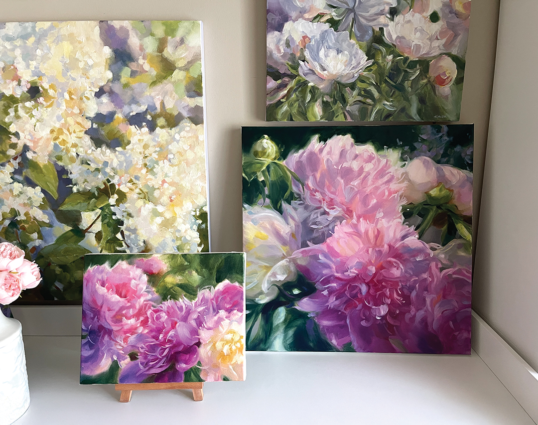 Katrina Pete’s Painterly Blooms Collection, a series of oil paintings focused on flowers.